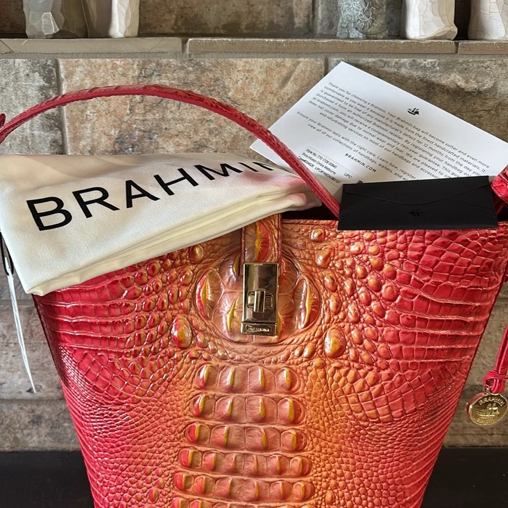 NWT Brahmin Shira Infusion Ombré Vibrant Melbourne Crocodile Embossed bag - Picture 4 of 7